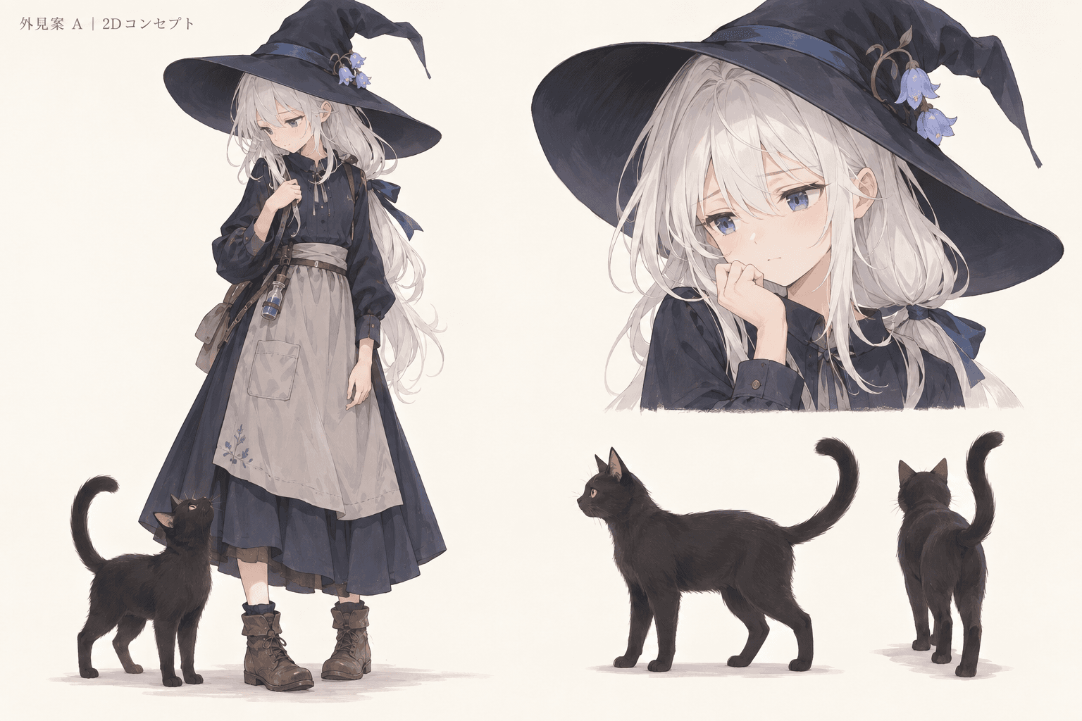 気に入った2Dの魔女の絵。画像生成で作った外見案です。